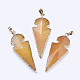 Natural Dyed Agate Triangle Golden Plated Big Pendants G-P077-41C-1