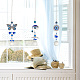 Ahademaker 3 個 3 スタイルナザールボンジュウペンダント装飾  合金とガラスの吊り下げ式サンキャッチャー  家の装飾のための  花/目/蝶  混合模様  430mm  1個/スタイル HJEW-GA0001-26-6