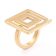 イオンプレーティング（ip）ユニセックス304ステンレスフィンガー指輪  正方形  ゴールドカラー  サイズ6~9  3mm  内径：16.5~18.9mm RJEW-Z008-09-G-3