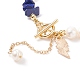 Bracelet en perles de lapis-lazuli naturel et perles avec breloques éclair en émail BJEW-JB08332-11-5