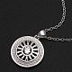 Silver Plated Brass Cubic Zirconia Flat Round Pendant Necklaces NJEW-BB07982-5