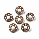 Donut with Flower Walnut Wood Stud Earrings with 316 Stainless Steel Pin for Women EJEW-N017-007-1