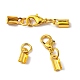 Rack Plating Alloy Lobster Claw Clasps with Clip Ends PALLOY-P001-03G-3