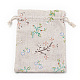 ポリコットン（ポリエステルコットン）パッキングポーチ巾着袋  印刷された花で  カラフル  18x13cm ABAG-S003-04A-2