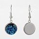 Silver Color Plated Flat Round Brass Druzy Resin Dangle Earrings EJEW-JE01664-01-2
