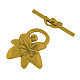 チベットスタイルの合金の花のマンテル  鉛フリーとニッケルフリー  アンティーク黄金  バー：7x29.5x2mm  穴：1.5mm  花：24x29.5x3.5mm  穴：1.5mm  約180個/1000g TIBE-2024-AG-FF-1