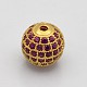 Perles rondes de couleur magenta de zircone cubique CZ de grade AAA de micro pave KK-O065-8mm-08G-NR-1