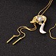 Эмаль лисы длинный регулируемый сплав горный хрусталь Lariat ожерелья NJEW-F193-B01-G-1