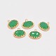 Long-Lasting Plated Golden Tone Brass Glass Oval Charms GLAA-J059-04G-2