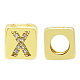Brass Micro Pave Clear Cubic Zirconia European Beads KK-T030-LA842-XX3-1