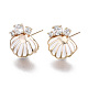 Brass Micro Pave Clear Cubic Zirconia Stud Earring Findings KK-S356-358-NF-1