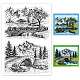 GLOBLELAND Realistic Landscape Background Clear Stamps Bridge River Tree Idyllic Scenery Silicone Clear Stamp Seals for Cards Making DIY Scrapbooking Photo Journal Album Decoration DIY-WH0167-56-1136-1
