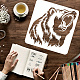 Fingerinspire трафарет рычащего черного медведя 30x30 см квадратный шаблон картины рычащего медведя медведь с большой пастью большой многоразовый трафарет для рисования для дома настенная напольная мебель украшение плиткой DIY-WH0391-0402-3