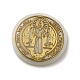 宗教天然ホワイトシェルカボション  金箔  聖人ベネディクトとフラットラウンド  ゴールド  20x2.5mm SSHEL-M022-10B-1