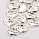 Wedding Theme Antique Silver Tone Tibetan Style Alloy Heart with Groom Rhinestone Charms X-TIBEP-N005-20B-2
