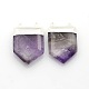 Natural Amethyst Point Pendants with Silver Color Plated Brass Findings G-P053-P32A-1