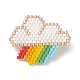 Geflochtene Wolke aus Glassamen mit Regenbogen-Broschennadel JEWB-MZ00001-1