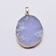 Natural Agate Plated Pendants G-P077-59-2