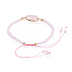 Bracelets réglables en quartz tressé de quartz rose naturel BJEW-JB04559-04-3