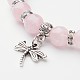 Natural Rose Quartz Charm Bracelets BJEW-N0017-A01-2
