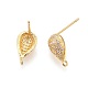 Brass Micro Pave Cubic Zirconia Stud Earring Findings ZIRC-G146-02G-RS-2