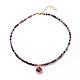 Halskette mit Tropfenanhänger und runden Perlenketten NJEW-JN03921-4