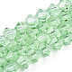 オーストリアの水晶の模造品5301 双円錐形ビーズ  カット加工ガラスビーズ連売り  薄緑  6x6mm  穴：1.2mm  約47~48個/連  10.24インチ〜10.43インチ（26~26.5cm） GLAA-S026-6mm-16-1