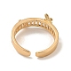 Brass with Cubic Zirconia Open Cuff Rings RJEW-B052-04G-02-3