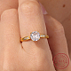 クリアキュービックジルコニアダイヤモンドフィンガーリング  スターリングシルバーの指輪925個  ゴールドカラー  usサイズ9（18.9mm） MS4914-4-2