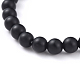 Bracelets extensibles unisexes en perles d'agate noire naturelle (teintes) BJEW-JB04785-4