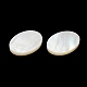 天然石ホワイトシェルカボション  フラットオーバル  ホワイトスモーク  15.5x11.5x2mm SSHEL-M022-03-2