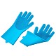 シリコン食器洗い手袋  手袋を拭く手洗い  クリーニングブラシ付  ドジャーブルー  340x160mm AJEW-TA0016-04B-3