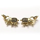 Brass Micro Pave Black Cubic Zirconia Lobster Claw Clasps ZIRC-I052-05G-2