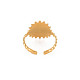 Ионное покрытие (ip) 304 плоская круглая нержавеющая сталь с открытым манжетным кольцом в форме сердца для женщин RJEW-S405-202G-2