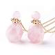 Collares pendientes de botella de perfume abrible de cuarzo rosa natural NJEW-G325-02G-4