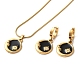 Moon & Flower Golden 304 Stainless Steel Jewelry Set with Enamel SJEW-H306-02G-02-2