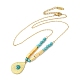 Larme d'émail avec collier pendentif en perles turquoise synthétiques NJEW-M202-01G-1