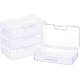 Benecreat 4 Packung 16x9x4 cm große durchsichtige Plastikbox Behälter klarer Aufbewahrungsorganisator mit Klappdeckel für kleine Bastelzubehör Bürobedarfsclips CON-BC0005-34-1