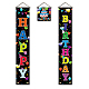 SUPERDANT 3 Pcs/Set Happy Birthday Banner Door Hanging Cake Balloon Banner Flag Hanging Decorations Couplet Sign Set for Birthday Party Birthday Decoration 180x30 cm HJEW-WH0023-030-1