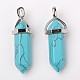 Dyed Synthetic Turquoise Pointed Pendants G-F295-03A-4