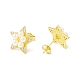 Cubic Zirconia Star Stud Earrings with Glass Pearl EJEW-H086-07G-2