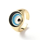Кольцо-манжета из латуни с эмалью для женщин RJEW-F143-05G-01-1