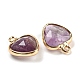 Natural Amethyst Faceted Heart Charms G-Q006-07G-10-2