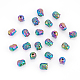 Nbeads 30 pièces placage en rack perles en alliage de couleur arc-en-ciel PALLOY-NB0003-89-7