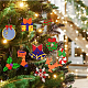 Wadonn 11 スタイル未完成木製クリスマスペンダント装飾  アルミベル付き  DIYクラフトクリスマス吊り飾り用  混合模様  74.5~93x57.5~92x2mm  100個/箱 HJEW-WR0001-06-5