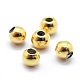 925 Sterling Silver Bead Spacers, with Rubber Inside, Round, Golden, 3mm, Hole: 0.6mm