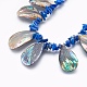 Lapis Lazuli and Abalone Shell/Paua ShellBib Statement Necklaces NJEW-P212-09-3