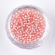12/0グレードの丸いガラスシードビーズ  透明インサイドカラー  ピンク  2x1.5mm  穴：0.7mm  約48500個/ポンド SEED-N001-D-9/212-2