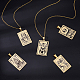 DICOSMETIC 22Pcs Tarot Card Pendant Necklace Stainless Steel Engraved Tarot Pattern Charms Vintage Golden Rectangle Divination Future Pendant with Clasp for Jewelry Making DIY Crafts STAS-DC0009-60-4