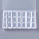 ポリプロピレンプラスチックビーズ容器  フリップトップビーズ収納  取り外し可能な  21のコンパートメント  長方形  透明  20x11x3.6cm  3つの区画：約10.15x2.6x3.1cm  21つのコンパートメント/ボックス CON-I007-02-3